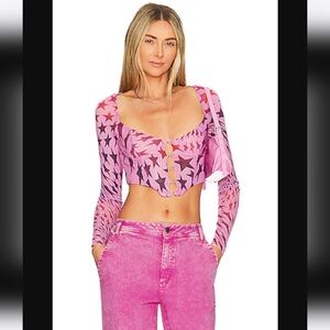 AFRM Pink Star Crop Top New with Tags Size Medium